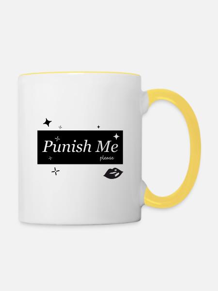 Bestrafe mich, bitte, Lippen - Tasse zweifarbig - Weiß/Gelb