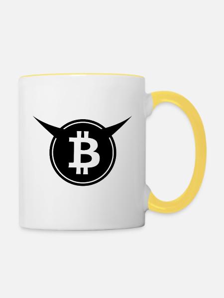 Bitcoin Fanshirts - Tasse zweifarbig - Weiß/Gelb