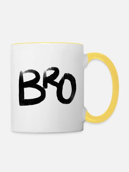 Bro - Tasse zweifarbig - Weiß/Gelb