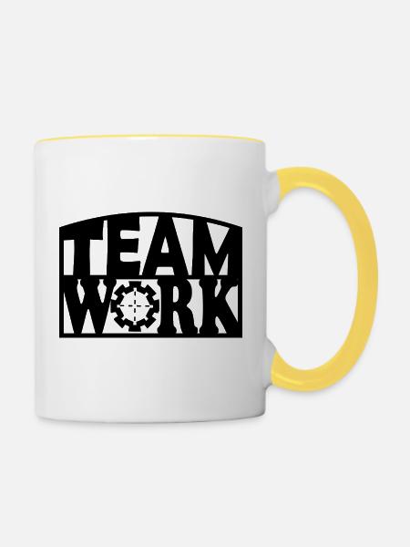 Für das beste Team - Tasse zweifarbig - Weiß/Gelb