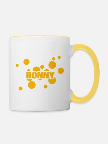 Ronny als Vorname - Tasse zweifarbig - Weiß/Gelb