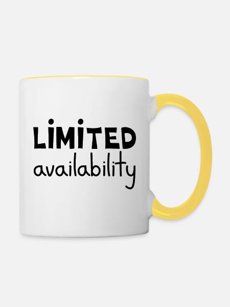 Begrenzte Verfügbarkeit, Schwarz - Tasse zweifarbig - Weiß/Gelb