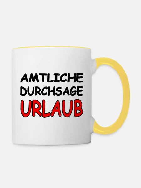 Urlaub - Tasse zweifarbig - Weiß/Gelb