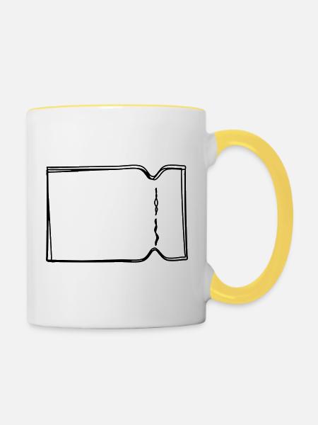 Ticket handgezeichnet - Tasse zweifarbig - Weiß/Gelb