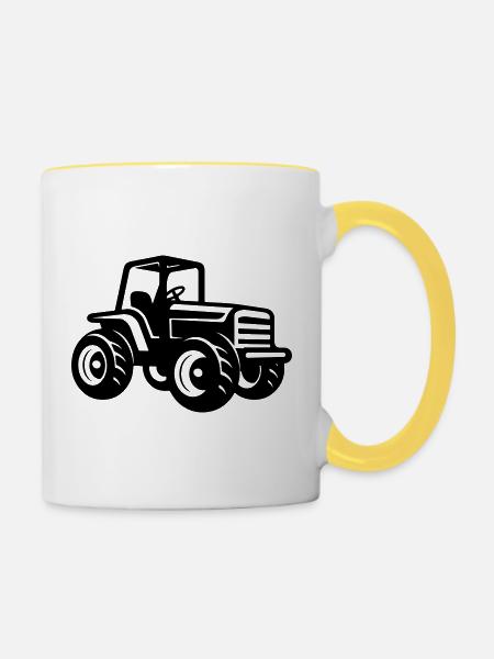 Traktor Schlepper Symbol - Tasse zweifarbig - Weiß/Gelb