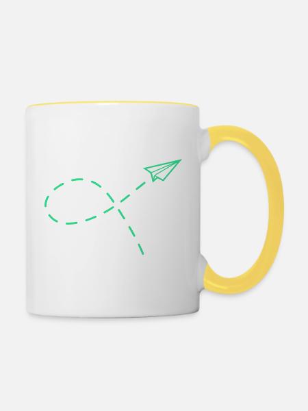 Papierflug Neon Reise - Tasse zweifarbig - Weiß/Gelb