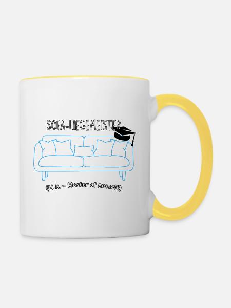 Sofa-Liegemeister: Master der Auszeit - Tasse zweifarbig - Weiß/Gelb