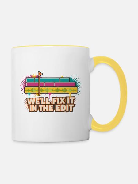 Bunte Klang-Edit Grafik - Tasse zweifarbig - Weiß/Gelb