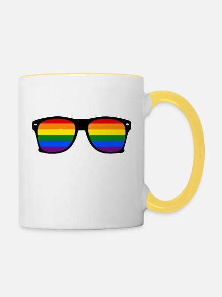 glasses rainbow - Tasse zweifarbig - Weiß/Gelb