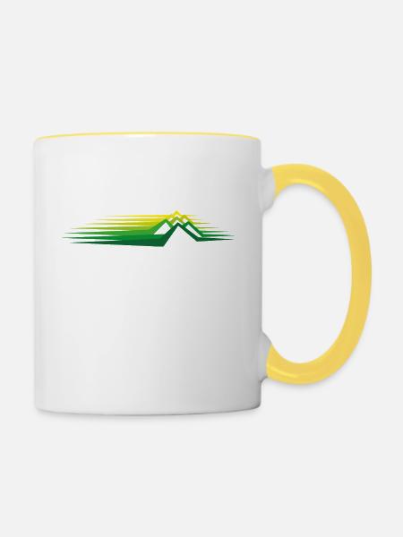 Berge - Tasse zweifarbig - Weiß/Gelb
