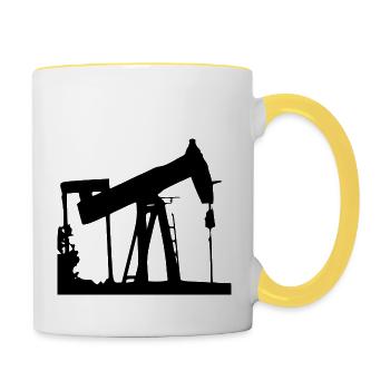 benzin gas tankstelle petrol station oil productio - Tasse zweifarbig - Weiß/Gelb - Rechts
