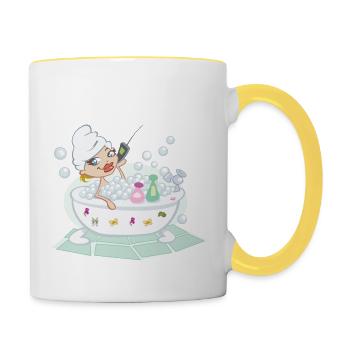 bad bath badewanne bathtube shower dusche6 - Tasse zweifarbig - Weiß/Gelb - Rechts