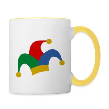 clown harlekin hofnarr kasper komiker narr witzbol - Tasse zweifarbig - Weiß/Gelb - Rechts