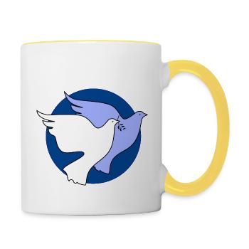 weltfrieden auf erden world peace on earth love57 - Tasse zweifarbig - Weiß/Gelb - Rechts