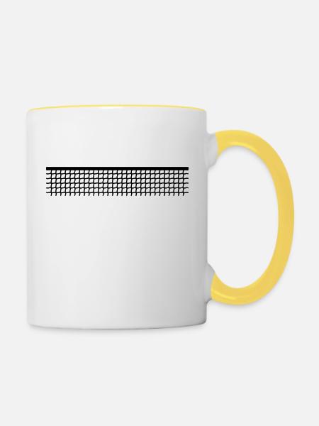 Tennis-Netz - anpassbar - Tasse zweifarbig - Weiß/Gelb