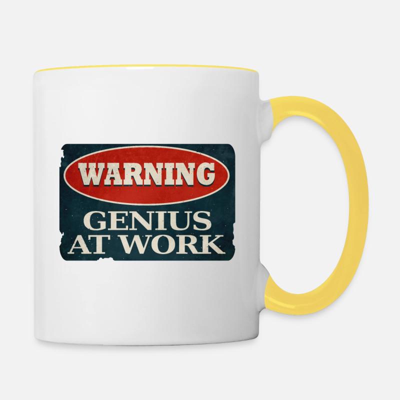 Genius AT Work - Contrasting Mug - white/yellow