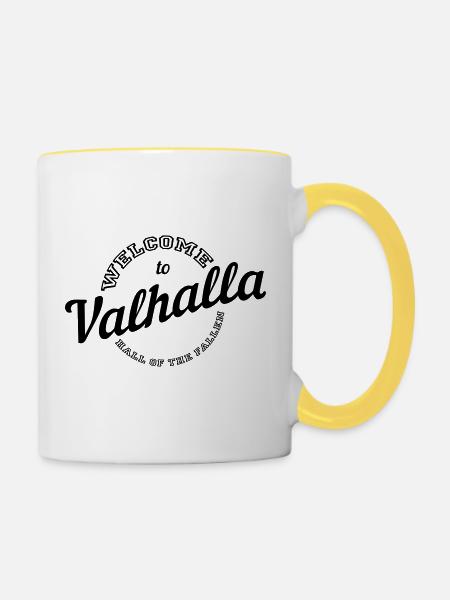 Welcome to Valhalla - Tasse zweifarbig - Weiß/Gelb