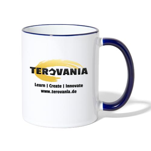 Terovania Logo mit Motto & URL - Tasse zweifarbig