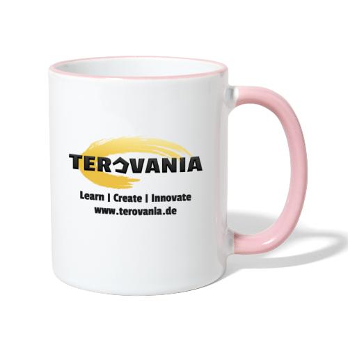Terovania Logo mit Motto & URL - Tasse zweifarbig