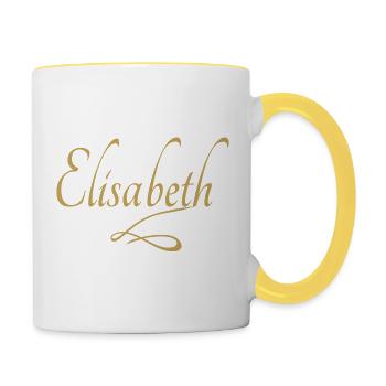 Vorname von Elisabeth - Tasse zweifarbig - Weiß/Gelb - Rechts