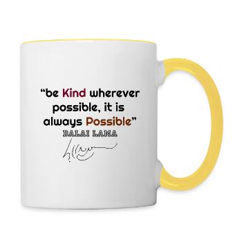 Dalai Lama, Citations de Dalai Lama, citations célèbres, cool - Mug contrasté - blanc/jaune - Droite
