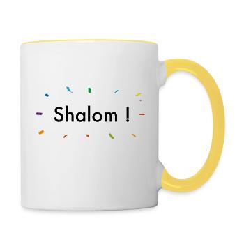shalom! - Tasse zweifarbig - Weiß/Gelb - Rechts