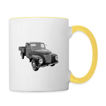 Framo Barkas Camion camion DDR IFA Oldtimer - Mug contrasté - blanc/jaune - Droite