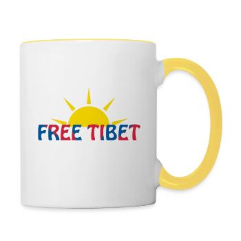 free tibet sonne - Tasse zweifarbig - Weiß/Gelb - Rechts