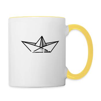 Papierboot Küstenkind - Tasse zweifarbig - Weiß/Gelb - Rechts
