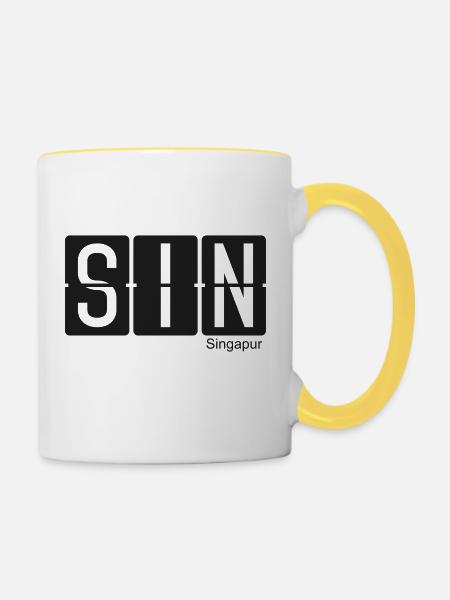 Singapur - Tasse zweifarbig - Weiß/Gelb