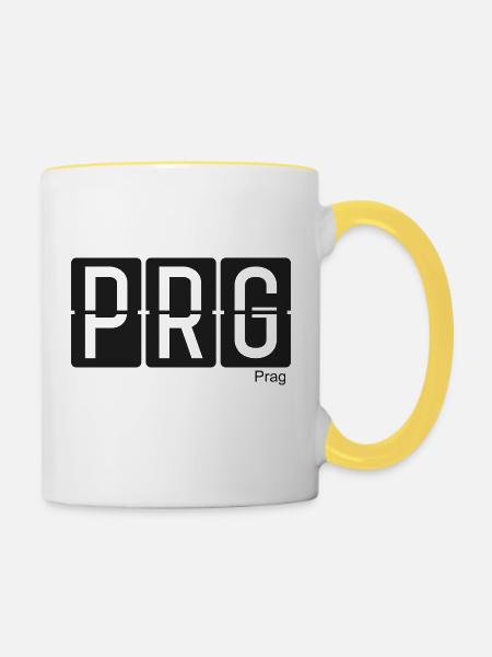 Prag - Tasse zweifarbig - Weiß/Gelb