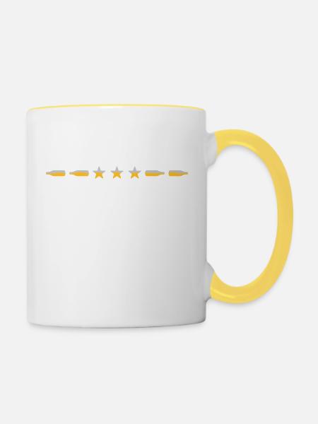 Trennlinie Sterne Bierflaschen - Tasse zweifarbig - Weiß/Gelb