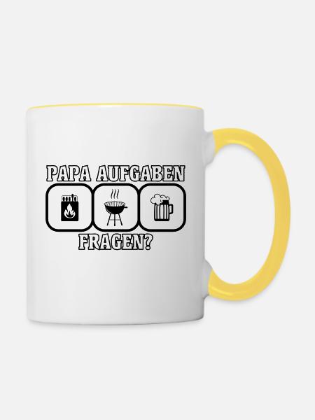 PAPA Aufgaben - Tasse zweifarbig - Weiß/Gelb