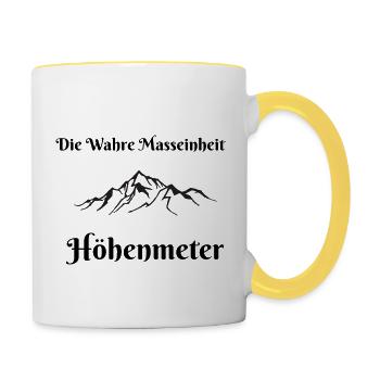 die wahre Masseinheit Höhenmeter - Tasse zweifarbig - Weiß/Gelb - Rechts