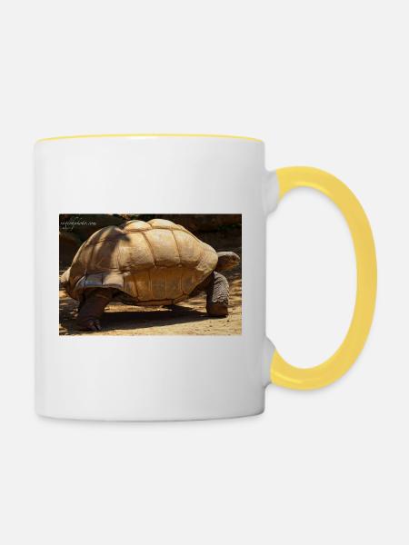 Galapagos Riesen-Schildkröte - Tasse zweifarbig - Weiß/Gelb