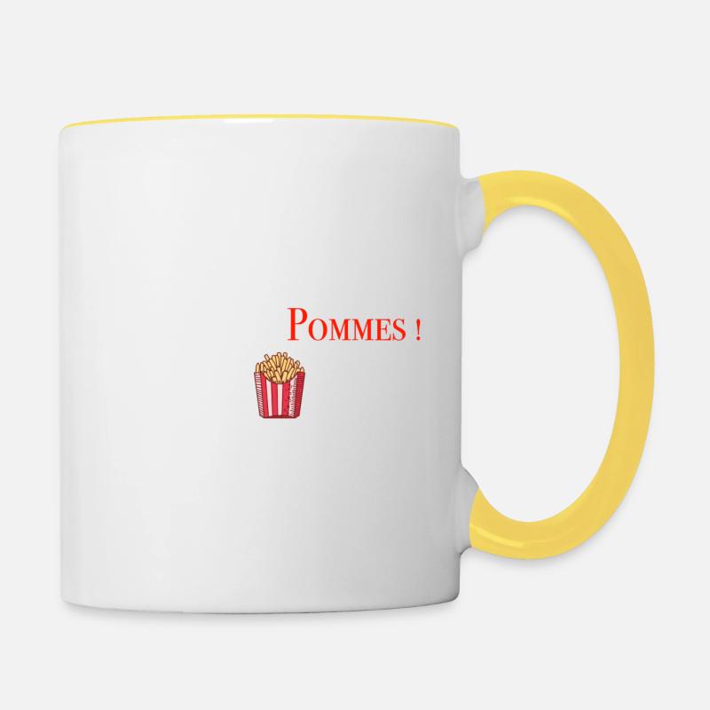 Start with Pommes 2 - Tasse zweifarbig - Weiß/Gelb