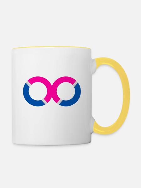 Acht Unendlichkeit 2 - Tasse zweifarbig - Weiß/Gelb