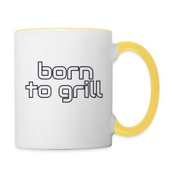 Born to Grill - Tasse zweifarbig - Weiß/Gelb - Rechts