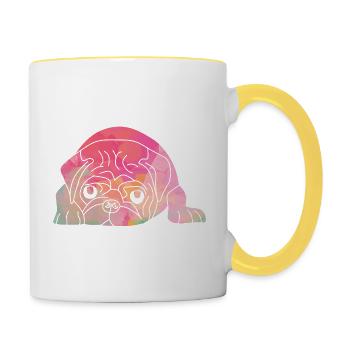 Pug Face - The Cute Companion - Contrasting Mug - white/yellow - Right