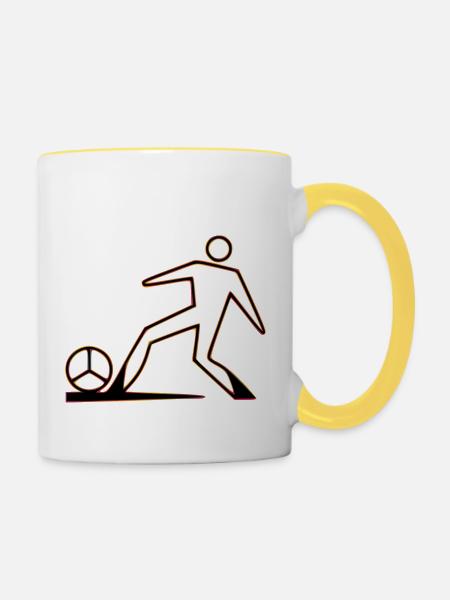 Ein Fußballspieler - Tasse zweifarbig - Weiß/Gelb