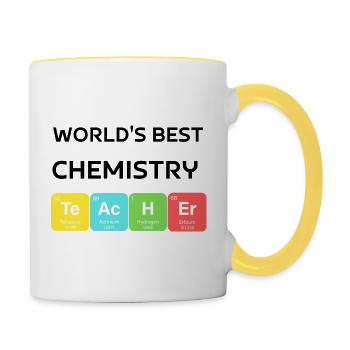 WELTBESTE CHEMIE Lehrer Periodensystem - Tasse zweifarbig - Weiß/Gelb - Rechts