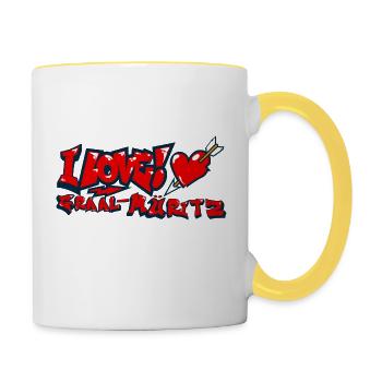 I love Graal-Müritz Graffiti - Tasse zweifarbig - Weiß/Gelb - Rechts