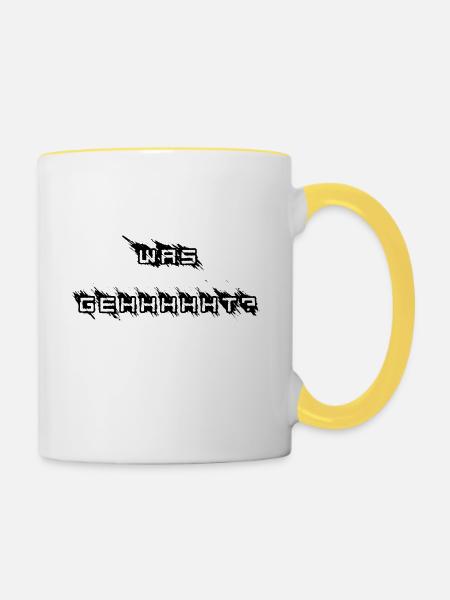 Was geht? - Tasse zweifarbig - Weiß/Gelb