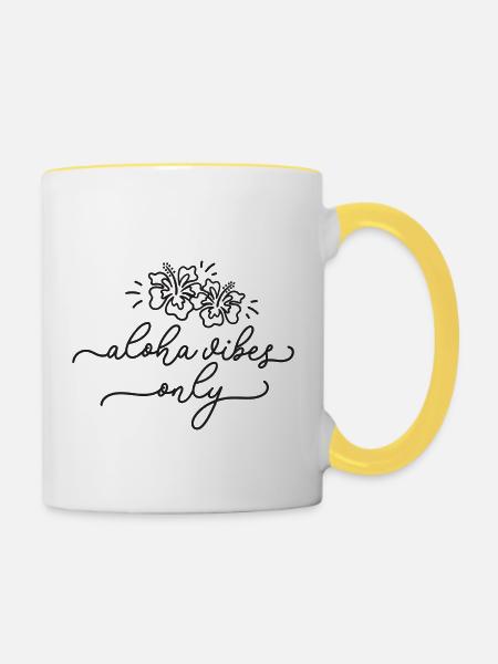 Nur Aloha-Vibes - Tasse zweifarbig - Weiß/Gelb
