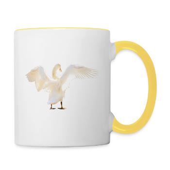 Cygne aux ailes ouvertes, naturel - Mug contrasté - blanc/jaune - Droite