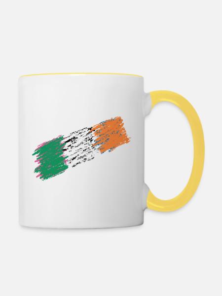 Irland Flagge Kursiv - Tasse zweifarbig - Weiß/Gelb