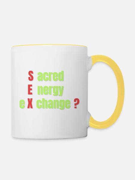 Heiliger Energieaustausch - Tasse zweifarbig - Weiß/Gelb