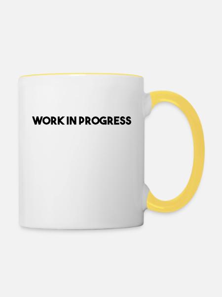 Laufende Arbeiten - Tasse zweifarbig - Weiß/Gelb