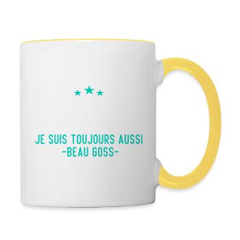 Beau goss Cadeau Anniversaire 40 ans Humour - Mug contrasté - blanc/jaune - Droite