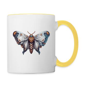 Papillon de nuit / Animal / Insecte / Larve / Ravageur - Mug contrasté - blanc/jaune - Droite